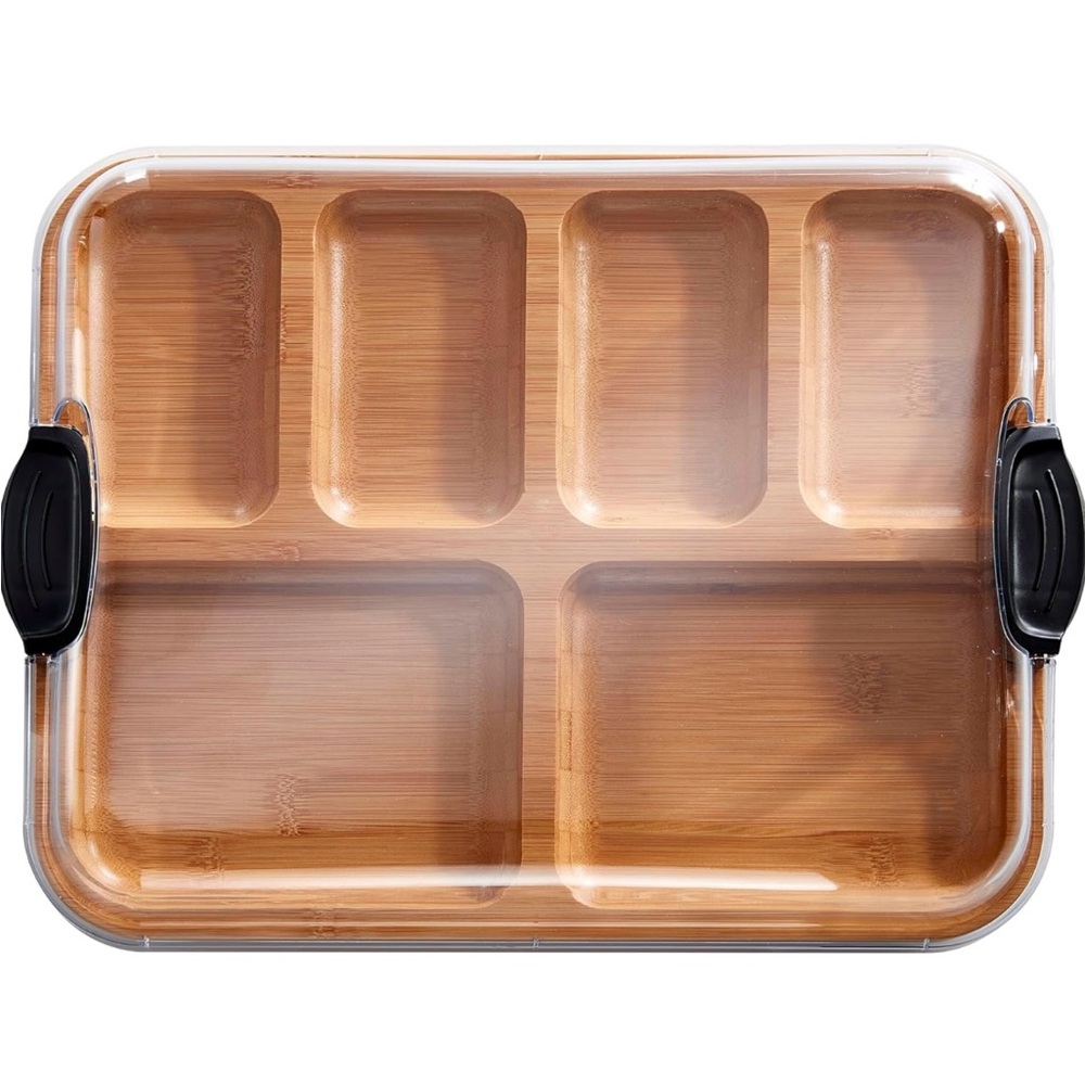 FARBERWARE Charcuterie “TO GO” Board has Compartments & Clear Locking Lid NWT